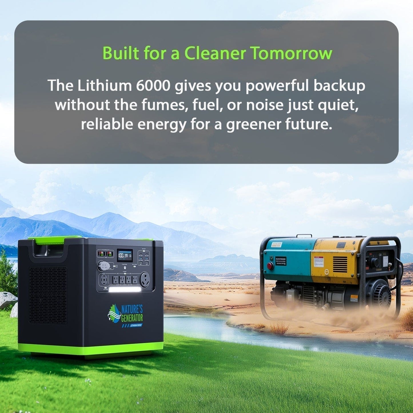Nature's Generator Lithium 6000 with Solar Panel (2x 200 Watt Foldable Solar Panels)