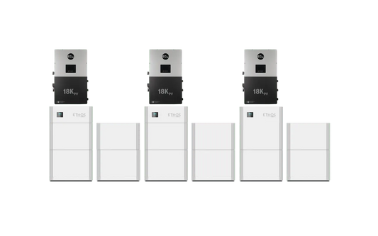 12x ETHOS Battery & 3x 18kPV Hybrid Inverter (ESS) | UL9540 | Grid-Tied Home Solar System (18kW PV)